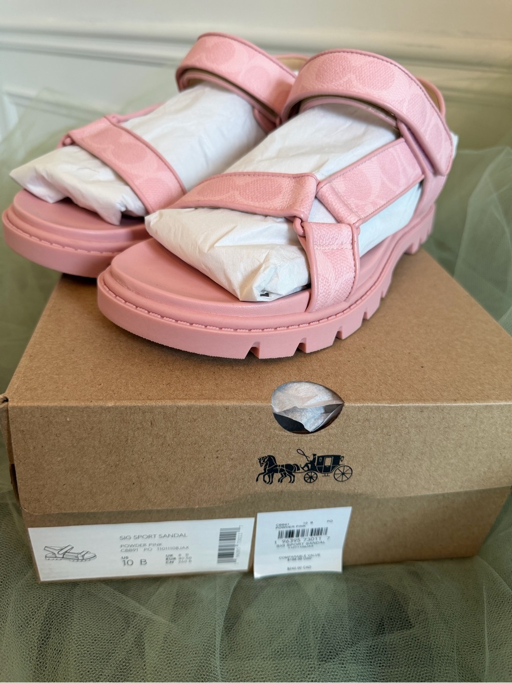 NEW Coach Sport Sandals Powder Pink Signature Canvas CBB91 size 10 - Picture 7 of 8